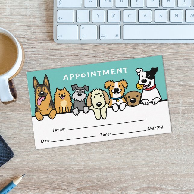 Cute Dogs Appointment Reminder Pet Care Service Business Card (Creator Uploaded)