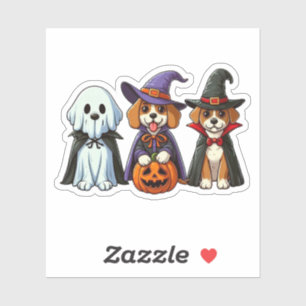 Cute dogs as ghost, witch, and vampire