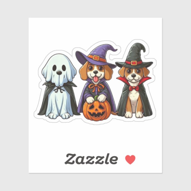 Cute dogs as ghost, witch, and vampire (Sheet)