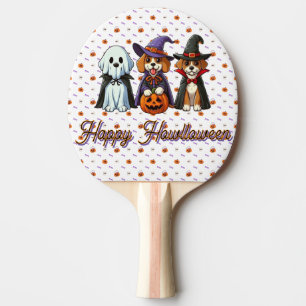 Cute Dogs as ghost, witch, & vampire Ping Pong Paddle