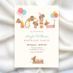Cute dogs birthday party invitation