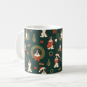 Cute Dogs Border Collie Christmas Pattern Holiday Coffee Mug