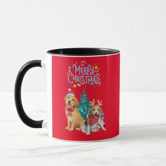 Cute dogs christmas  mug (Left)