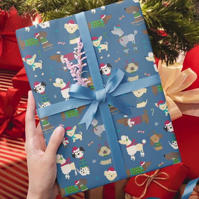 Cute Dogs Christmas Pattern  Wrapping Paper (Creator Uploaded)