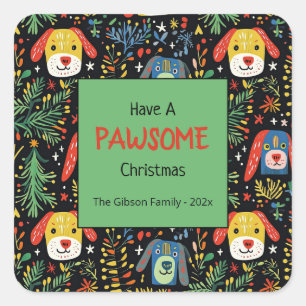 Cute Dogs Christmas Square Sticker