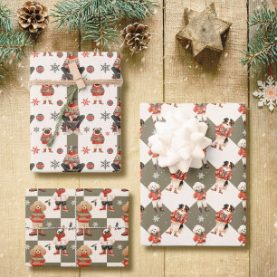 Cute Dogs Christmas Wrapping Paper Sheet