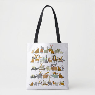 Cute dogs collection, sketch vintage illustration tote bag