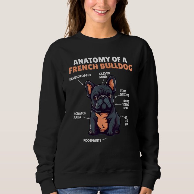 Cute Dogs Explanation Anatomy Of A French Bulldog Sweatshirt (Front)