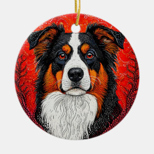 Cute Dog's face Ceramic Ornament