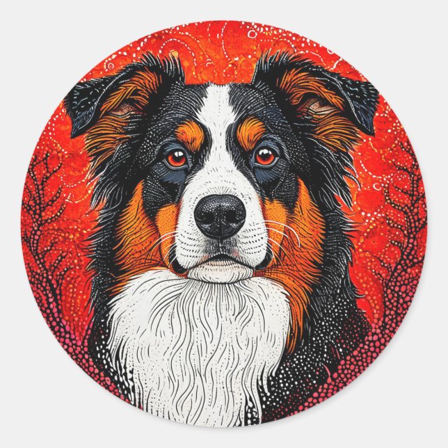 Cute Dog's face Classic Round Sticker (Front)