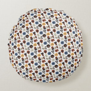 Cute Dogs Faces Pattern Round Cushion