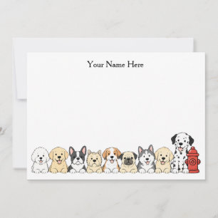 Cute Dogs & Fire Hydrants Flat Notecard