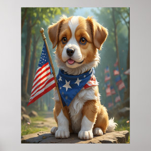 Cute Dogs fourth of July Poster
