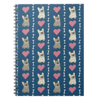Cute dogs, Frenchie, hearts, and bones Notebook