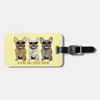 Cute Dogs, Fun in the sun, French Bulldogs Luggage Tag