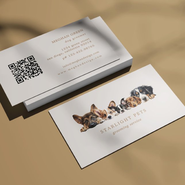 Cute Dogs Grooming Service Business Card (Creator Uploaded)