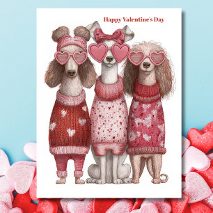 Cute Dogs Hearts Pullover Valentine`s Day Card 