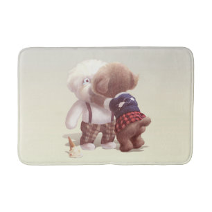 Cute Dogs Hugging Bath Mat