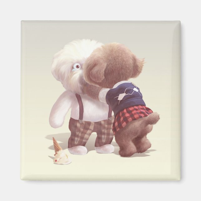 Cute Dogs Hugging Magnet (Front)