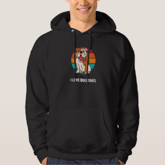 Cute Dogs I Love Bulldogs Vintage Sunset Men Women Hoodie