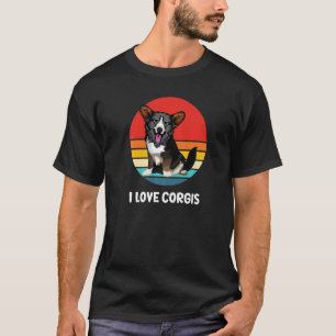 Cute Dogs I Love Welsh Corgis Vintage Sunset Men W T-Shirt