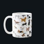 Cute Dogs Illustrations Pattern Coffee Mug<br><div class="desc">A mug for dog lovers. It features illustrations of golden retrievers,  border collies,  Jack Russell terriers,  spaniels,  basset hounds,  beagles,  Dalmatians,  golden doodles,  Labrador retrievers,  and mixed breeds.</div>