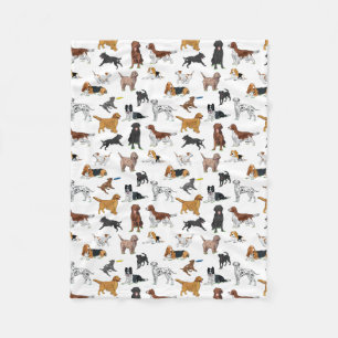 Cute Dogs Illustrations Pattern Fleece Blanket
