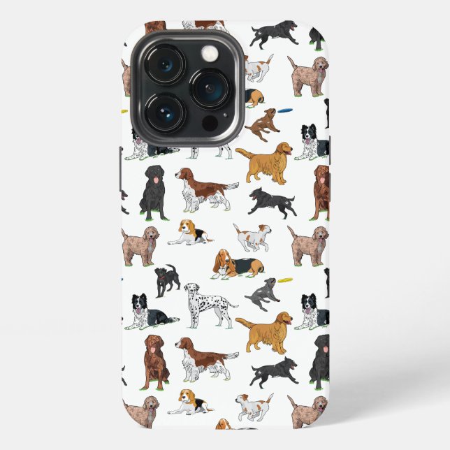 Cute Dogs Illustrations Pattern iPhone Case (Back)