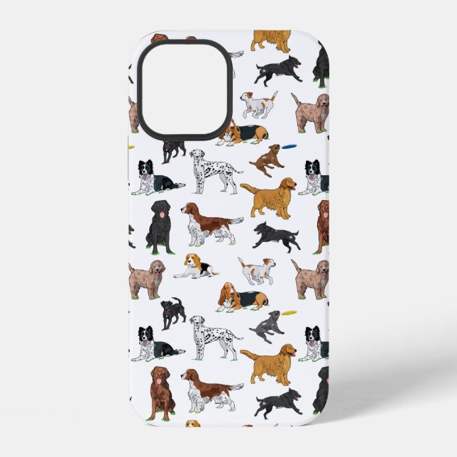Cute Dogs Illustrations Pattern iPhone Case (Back)