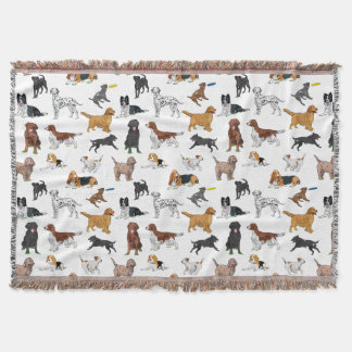 Cute Dogs Illustrations Pattern Throw Blanket