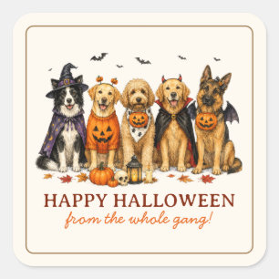 Cute Dogs in Costumes Halloween Square Sticker