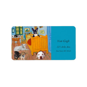 Cute Dogs in Van Gogh's Bedroom v1 Label