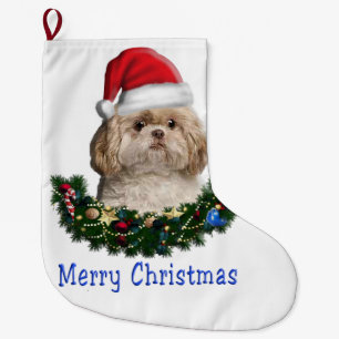 Cute dogs large christmas stocking