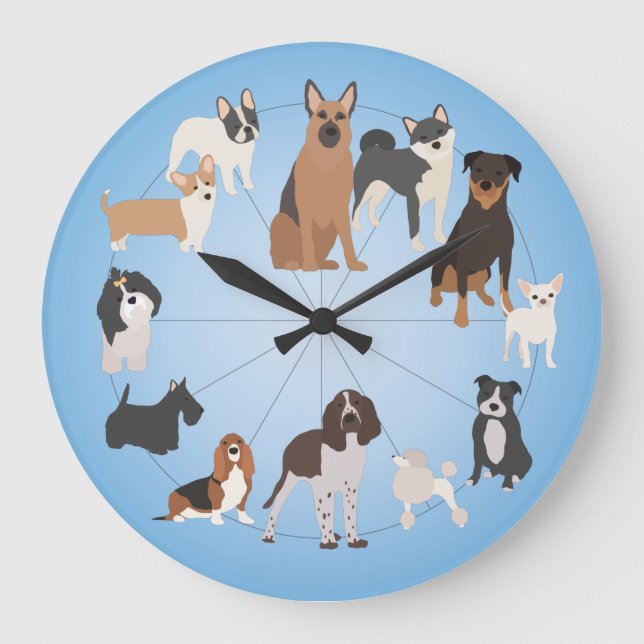 Cute Dogs Large Clock (Front)