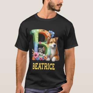 Cute Dogs Letter Beatrice Name Rainbow Dog T-Shirt