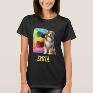 Cute Dogs Letter Enna Name Rainbow Dog T-Shirt
