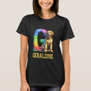 Cute Dogs Letter Geraldine Name Rainbow Dog T-Shirt