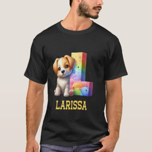 Cute Dogs Letter Larissa Name Rainbow Dog T-Shirt