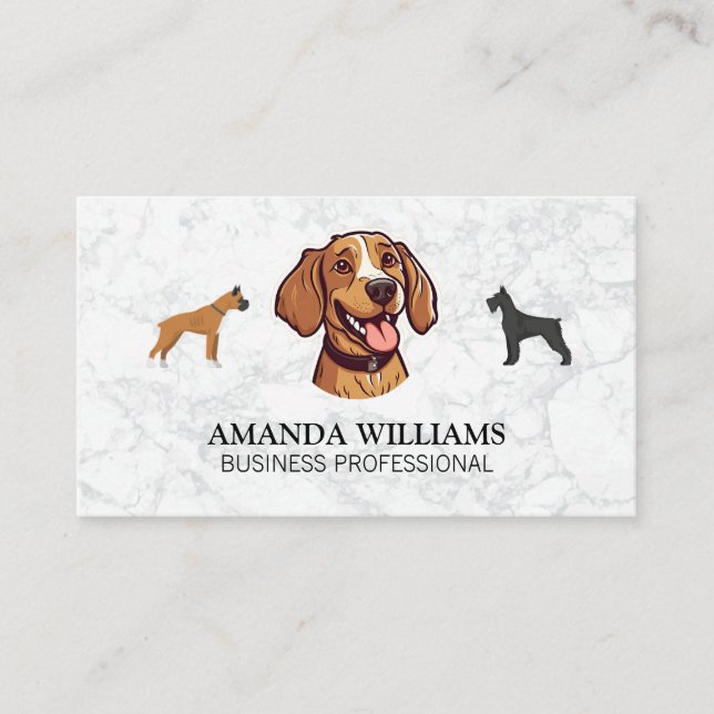 Cute Dogs | Marble Business Card (Front)