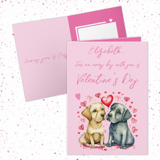 Cute dogs name pink Valentine's Day Card (Creator Uploaded)