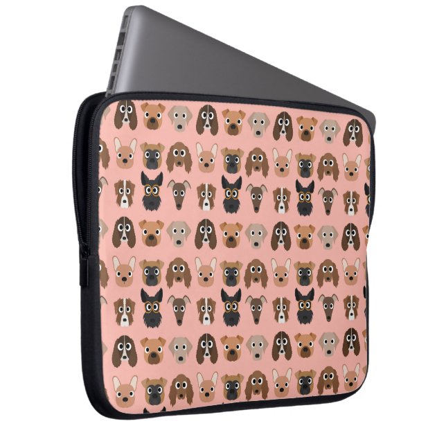 Cute Dogs on Pink Laptop Sleeve (Front Right)