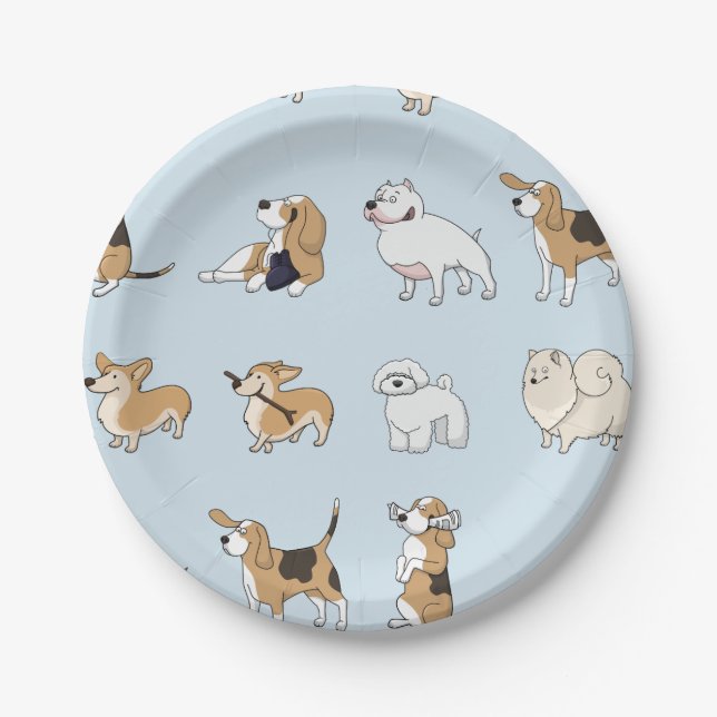 Cute Dogs Paper Plate (Front)