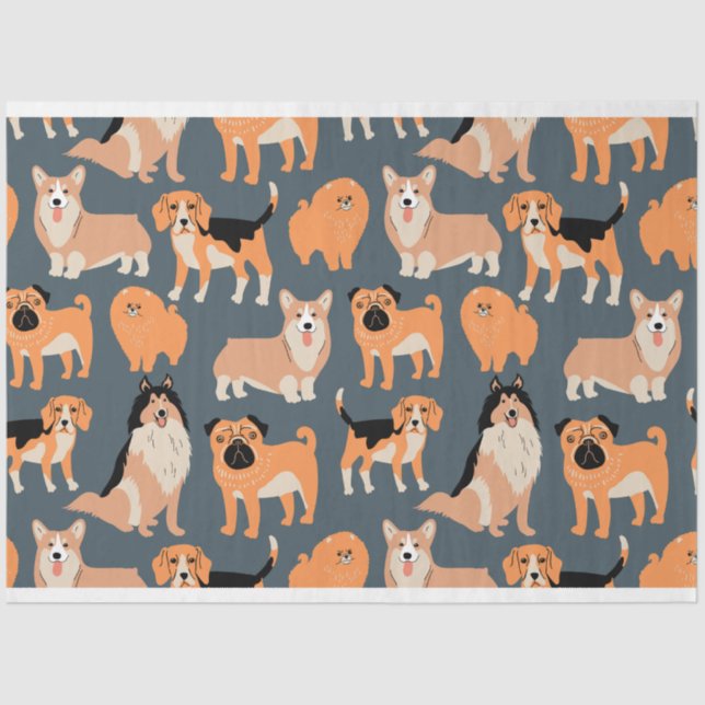 Cute Dogs Pattern #02 Tissue Paper (Front)