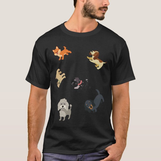 Cute Dogs Pattern Corgi T-Shirt (Front)
