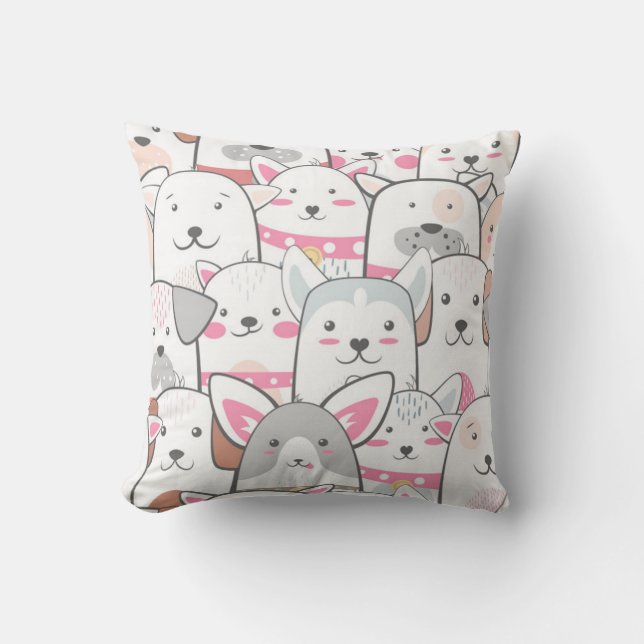 Cute Dogs Pattern Cushion (Front)
