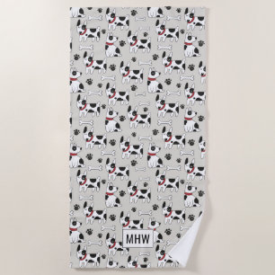 Cute Dogs Pattern custom monogram beach towel