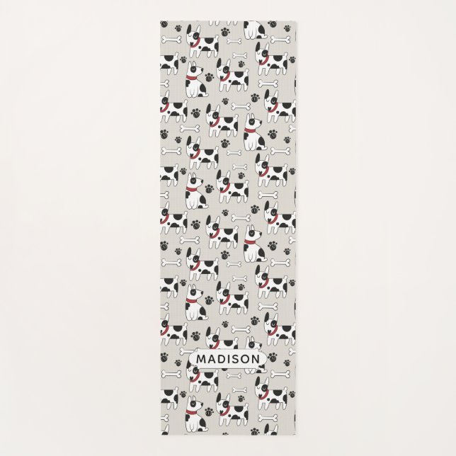 Cute Dogs Pattern custom name yoga mat (Front)