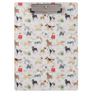 Cute Dogs Pattern Design White Clipboard