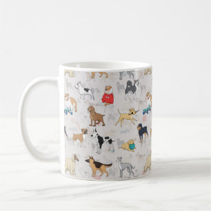 Cute Dogs Pattern Design White Coffee Mug