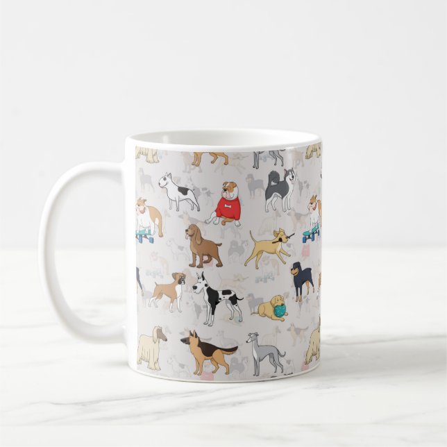 Cute Dogs Pattern Design White Coffee Mug (Left)